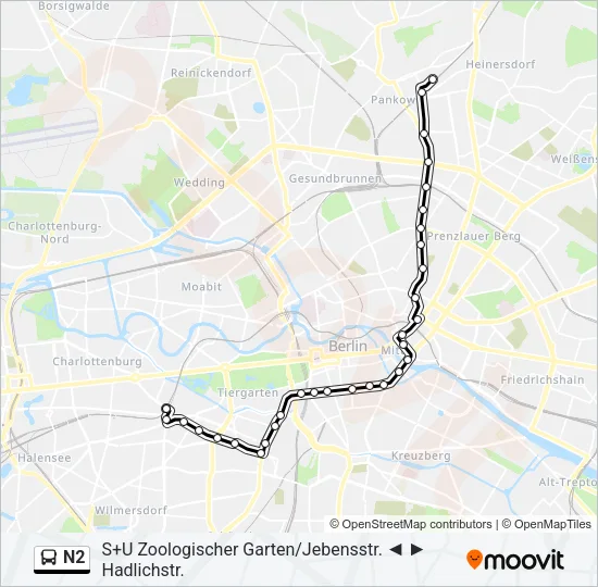 N2 Bus Line Map