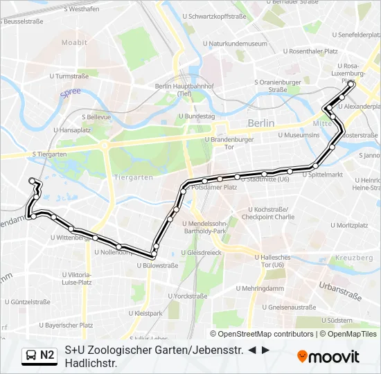 N2 Bus Line Map