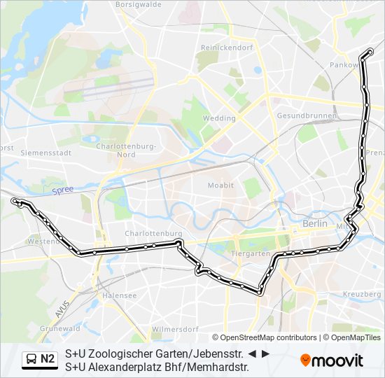 Автобус N2: карта маршрута