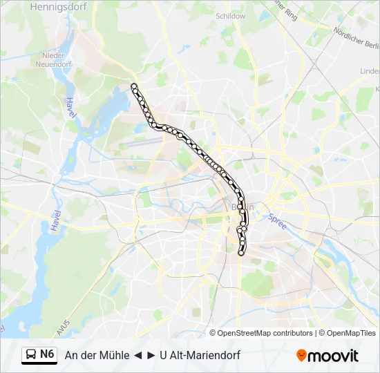 Автобус N6: карта маршрута