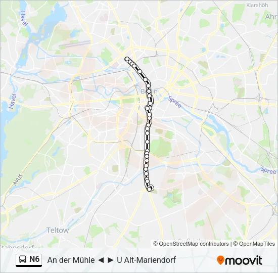 Автобус N6: карта маршрута