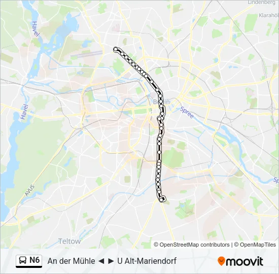 Автобус N6: карта маршрута