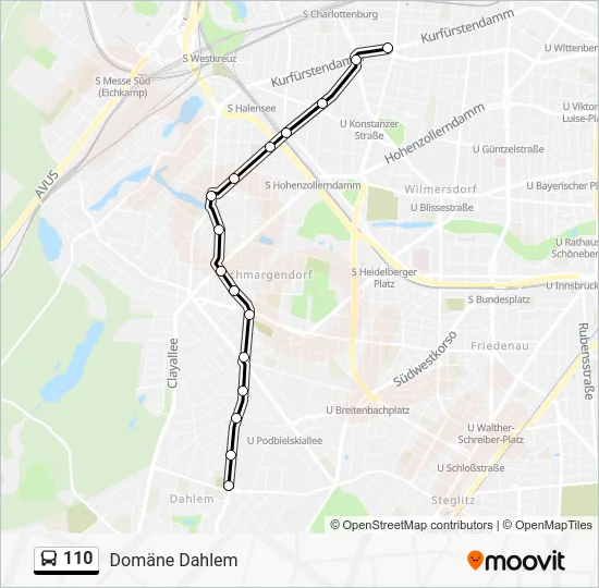 Автобус 110: карта маршрута