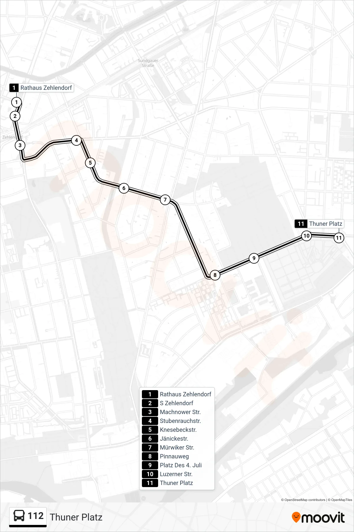 Linie 112 (Bus) Richtung Thuner Platz: Route und Haltestellen auf der Karte