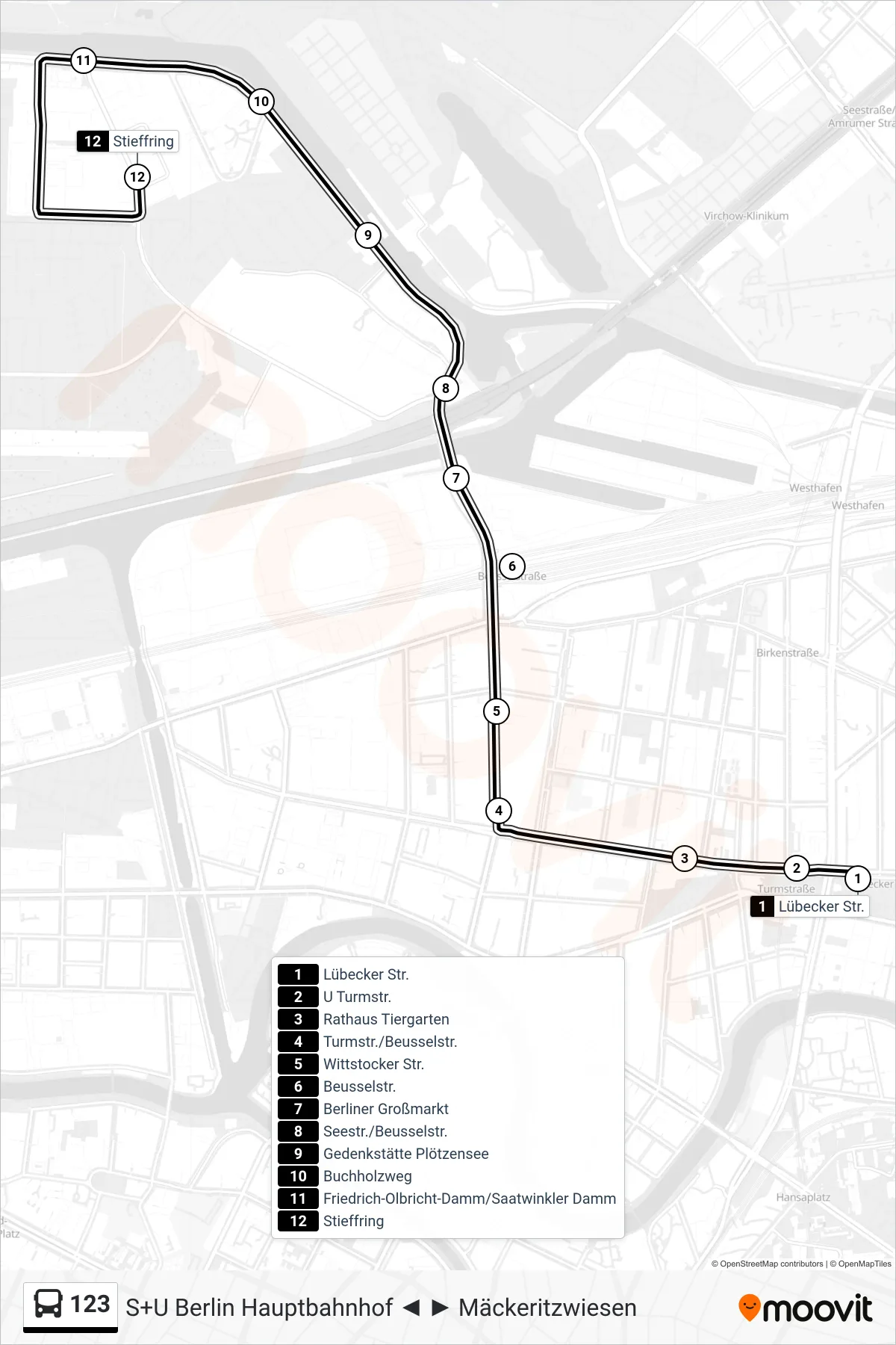 Linie 123 (Bus) Richtung Stieffring: Route und Haltestellen auf der Karte