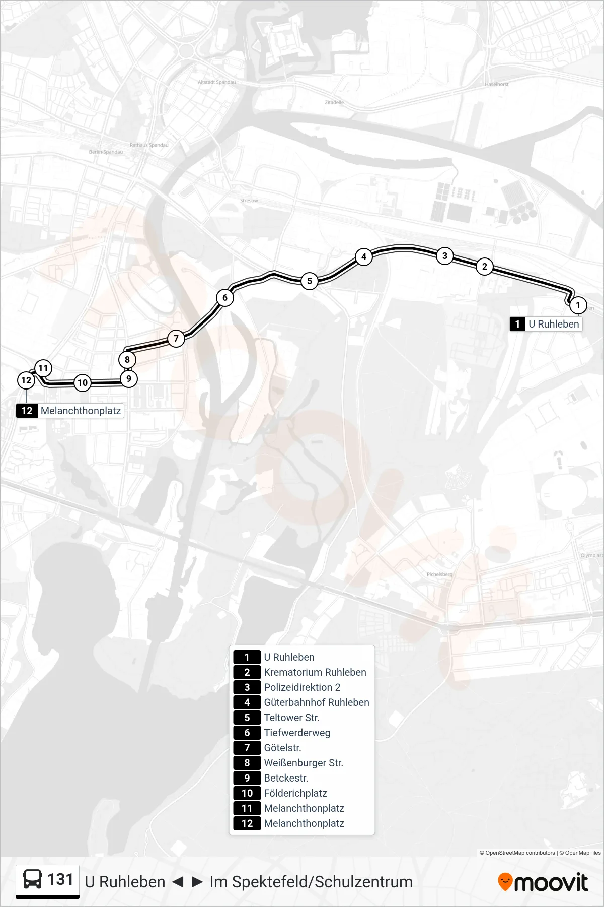 Linie 131 (Bus) Richtung Melanchthonplatz: Route und Haltestellen auf der Karte