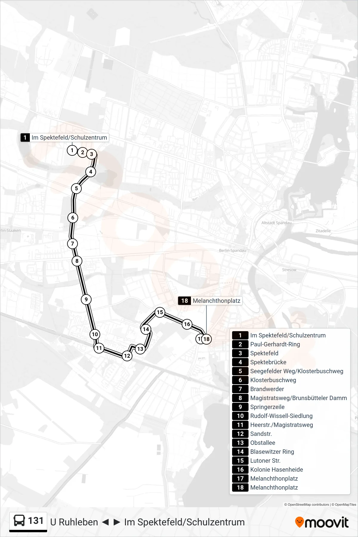 Linie 131 (Bus) Richtung Melanchthonplatz: Route und Haltestellen auf der Karte