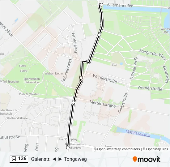 136 Bus Line Map