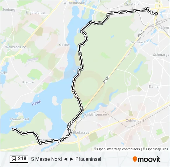 218 Bus Line Map