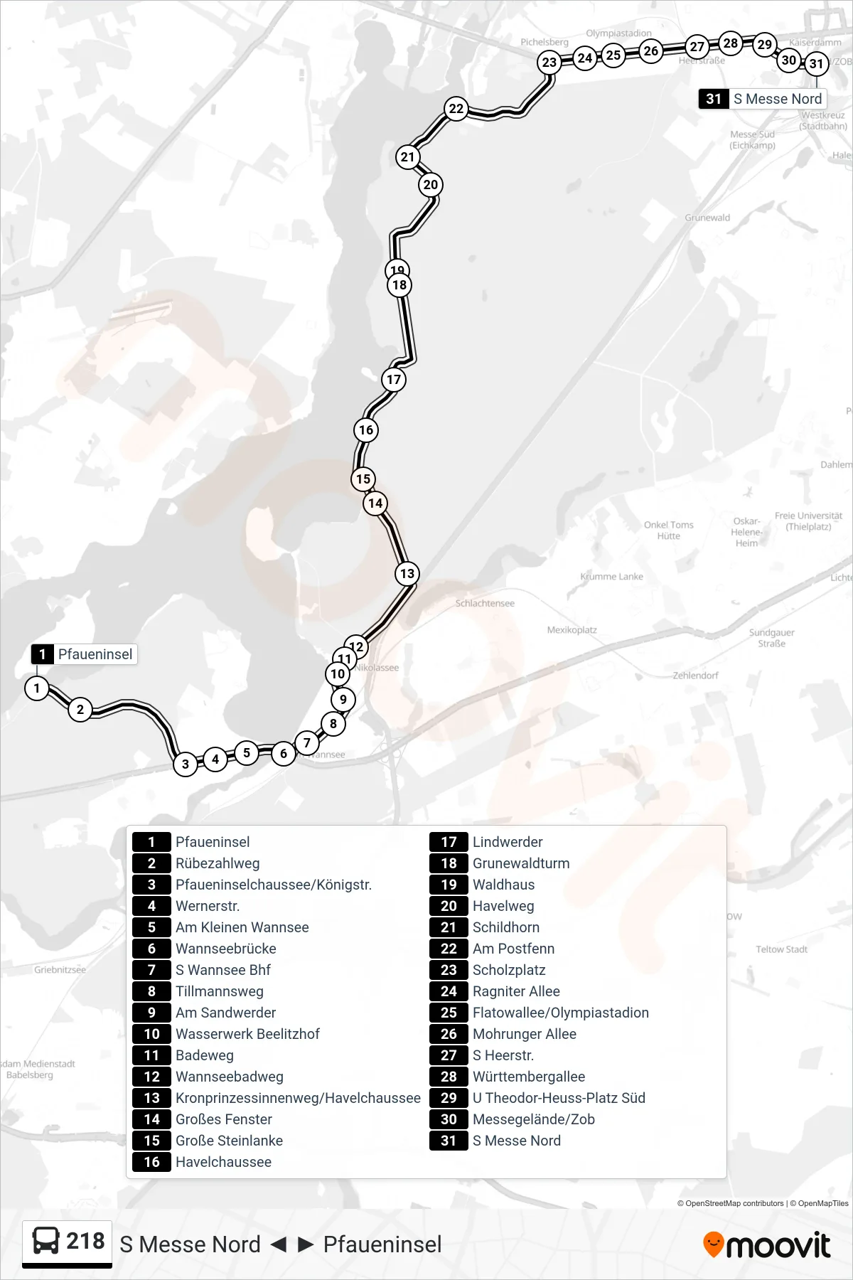 Linie 218 (Bus) Richtung S Messe Nord: Route und Haltestellen auf der Karte