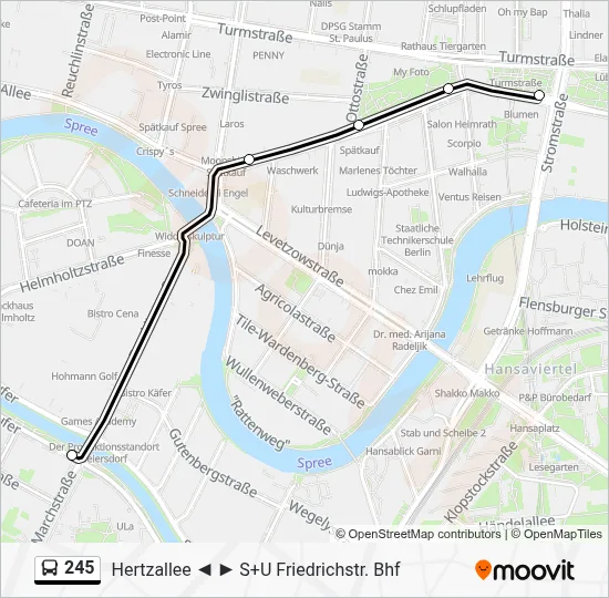 245 Bus Line Map