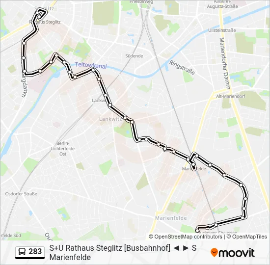 283 Bus Line Map