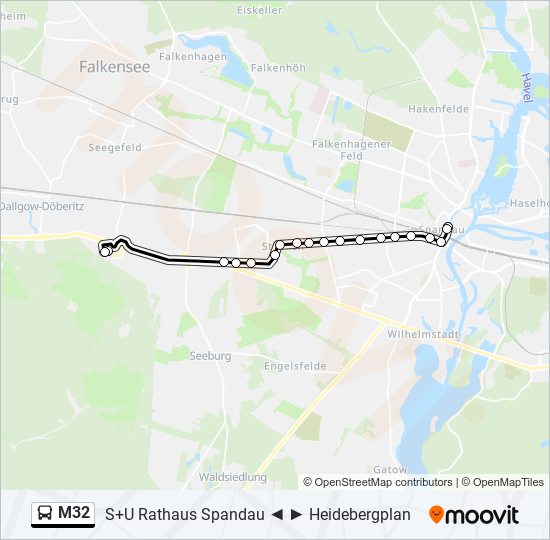 Автобус M32: карта маршрута