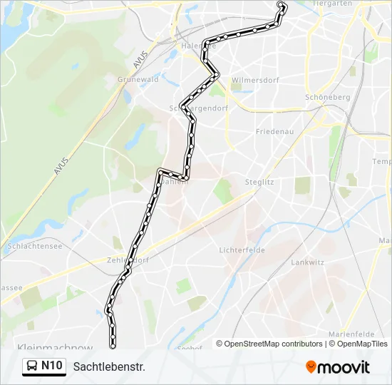 N10 Bus Line Map