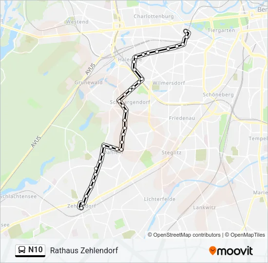 N10 Bus Line Map