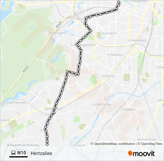 N10 Bus Line Map