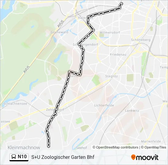 N10 Bus Line Map