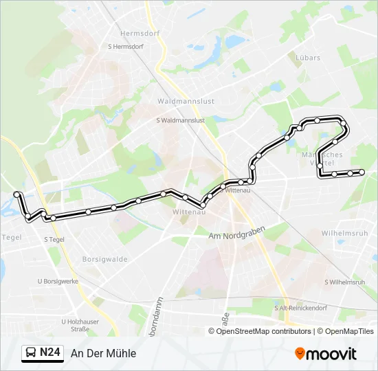 Автобус N24: карта маршрута