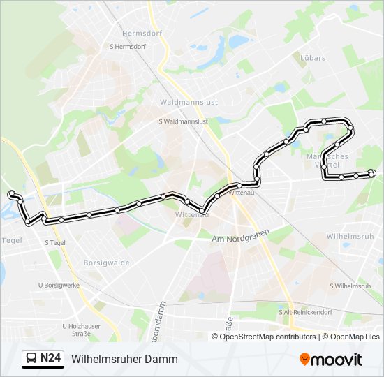 Buslinie N24 Karte