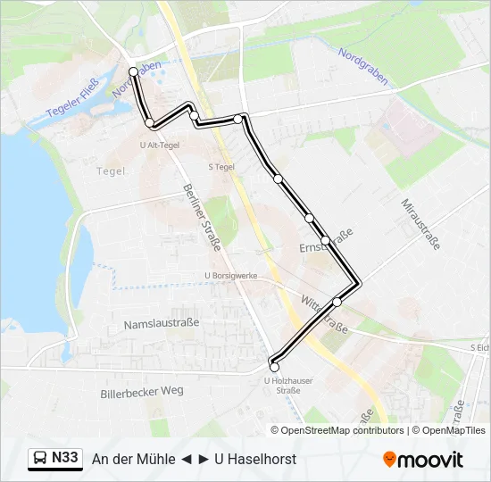 N33 Bus Line Map