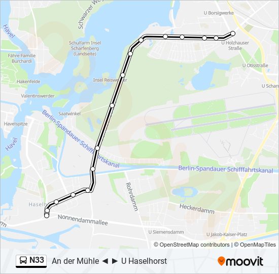 N33 bus Line Map