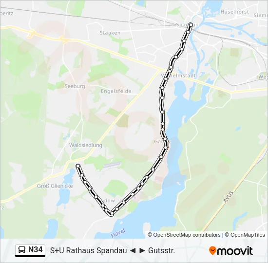 N34 Bus Line Map