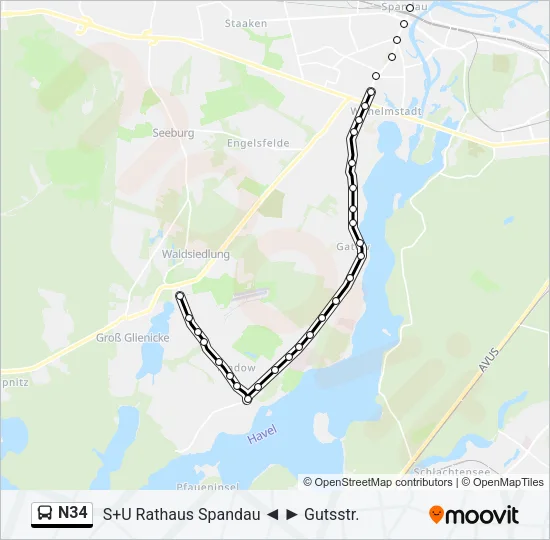 N34 Bus Line Map