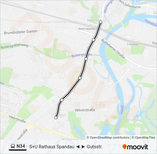 N34 Bus Line Map