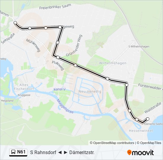 N61 bus Line Map