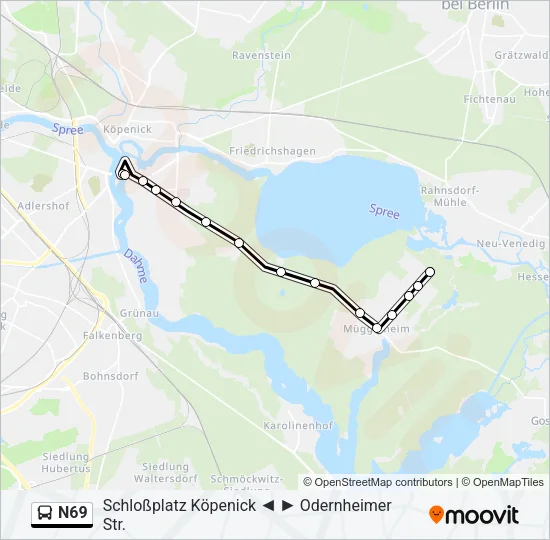 N69 Bus Line Map