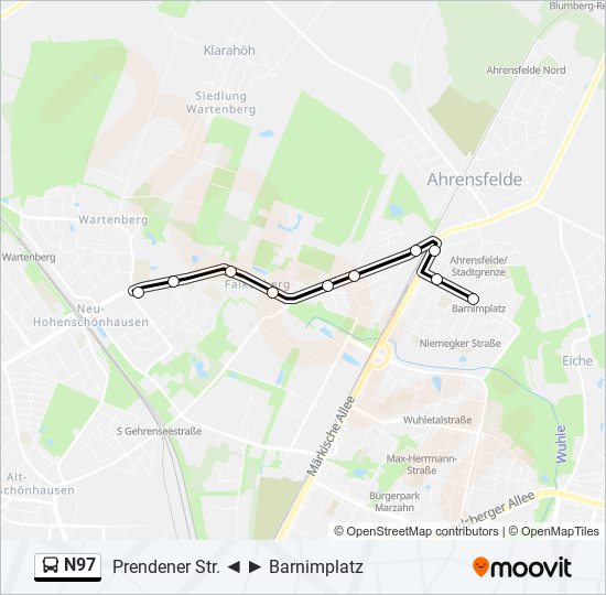 N97 bus Line Map