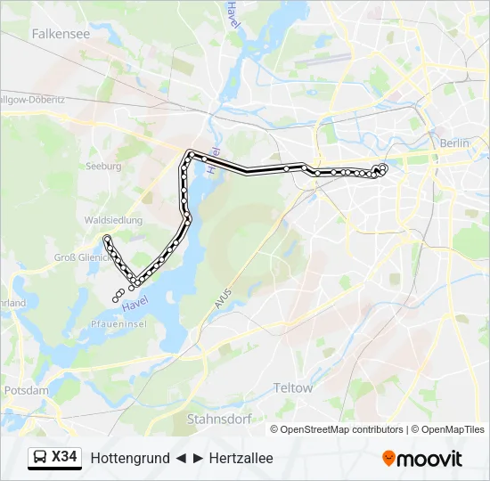 X34 Bus Line Map