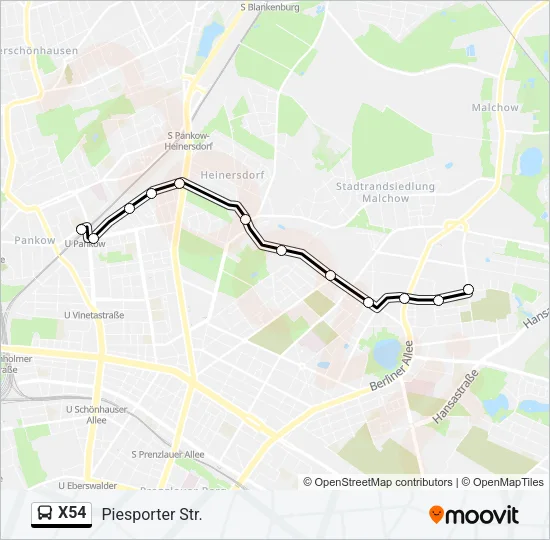 X54 Bus Line Map