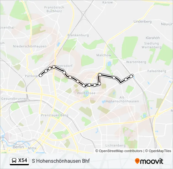 X54 Bus Line Map