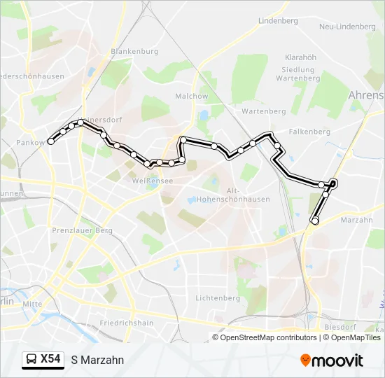 X54 Bus Line Map