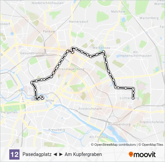Straßenbahnlinie 12 Karte