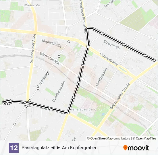 Straßenbahnlinie 12 Karte