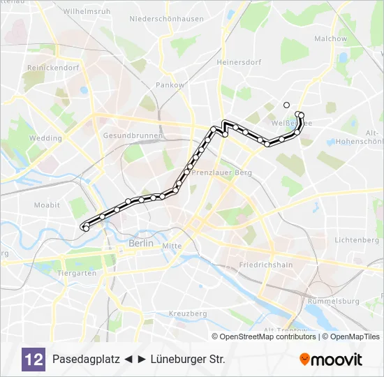 Трамвай 12: карта маршрута