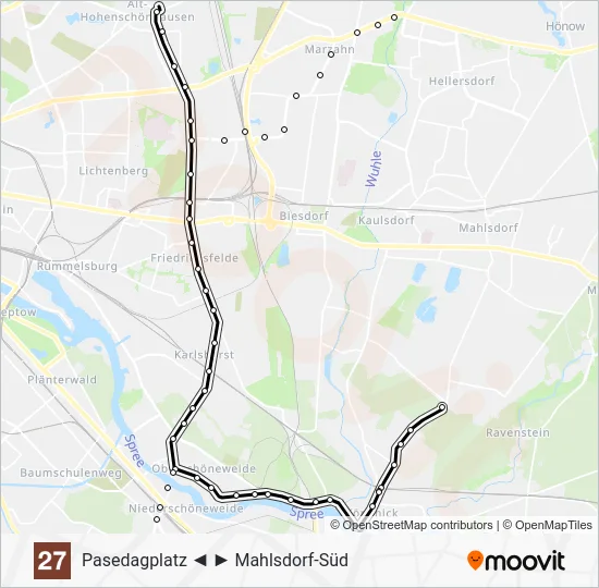 Трамвай 27: карта маршрута