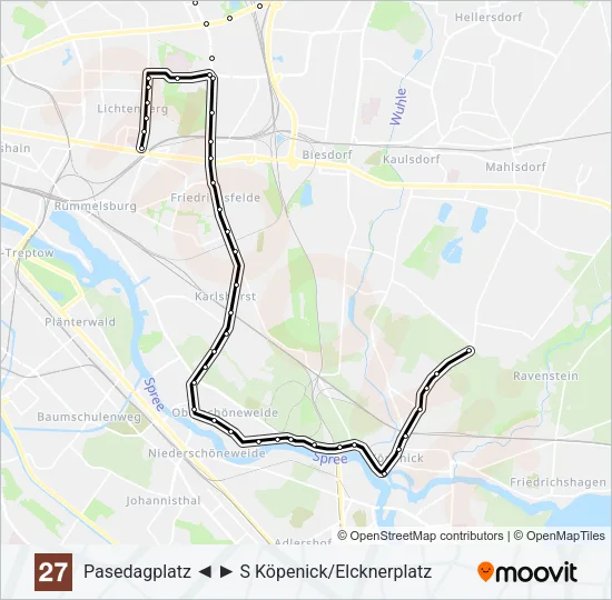 Трамвай 27: карта маршрута