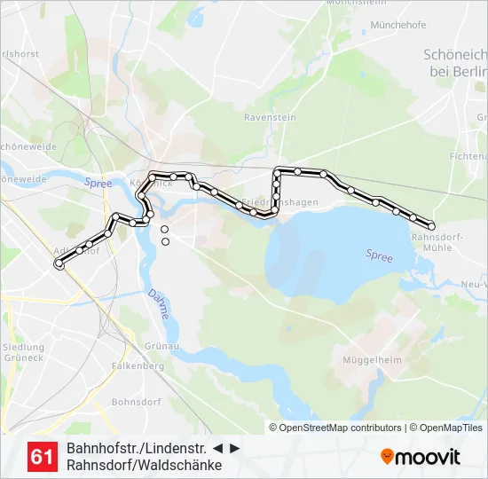 Трамвай 61: карта маршрута