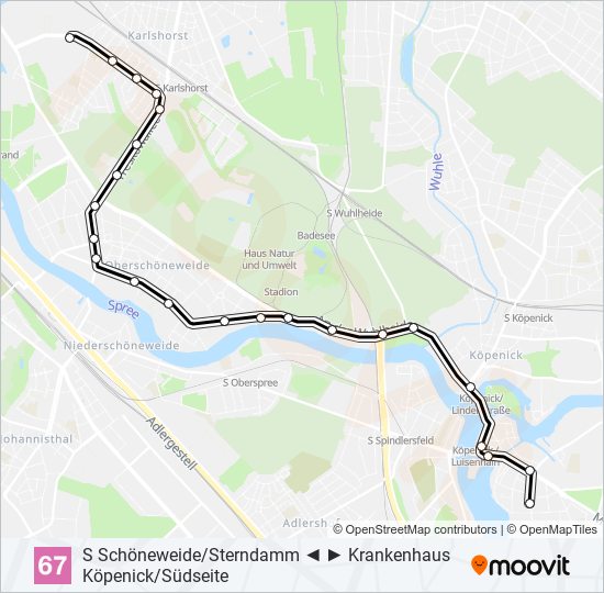 Трамвай 67: карта маршрута