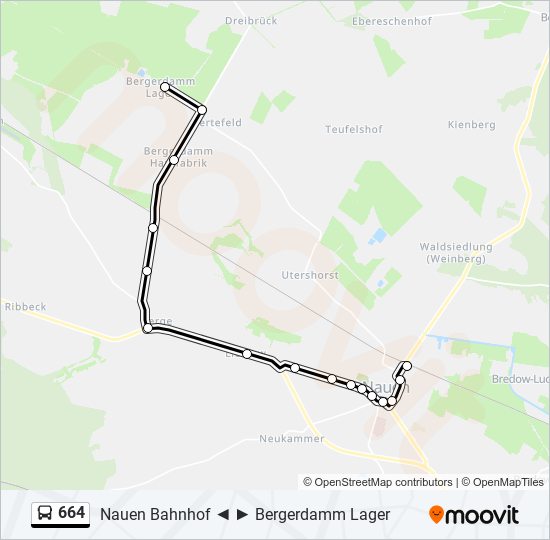 Автобус 664: карта маршрута