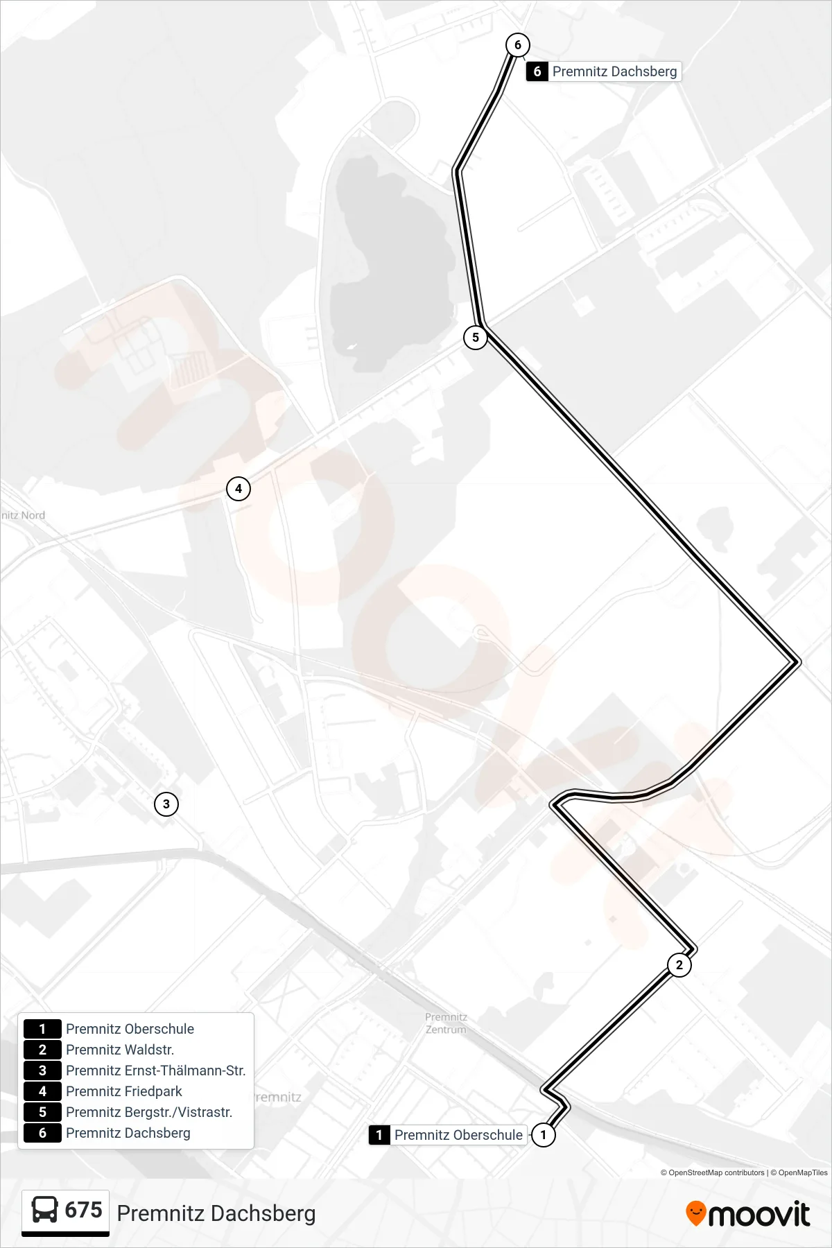 Linie 675 (Bus) Richtung Premnitz Dachsberg: Route und Haltestellen auf der Karte