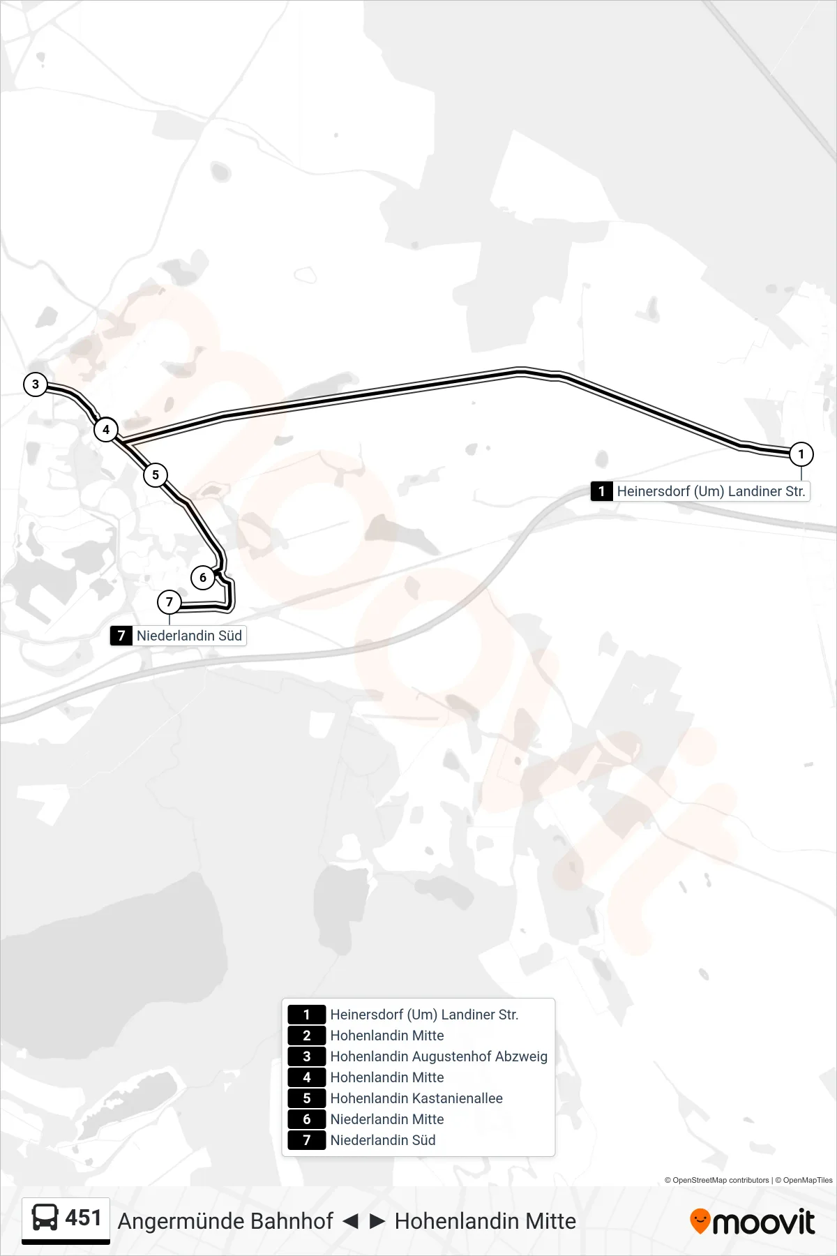 Linie 451 (Bus) Richtung Niederlandin Süd: Route und Haltestellen auf der Karte
