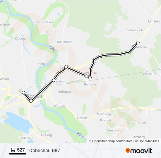 527 bus Line Map