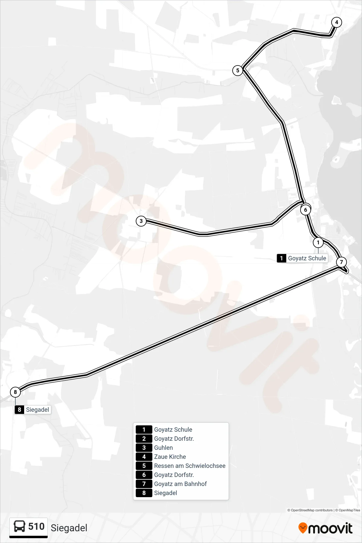 Linie 510 (Bus) Richtung Siegadel: Route und Haltestellen auf der Karte