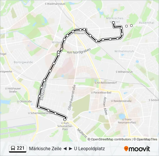 Автобус 221: карта маршрута