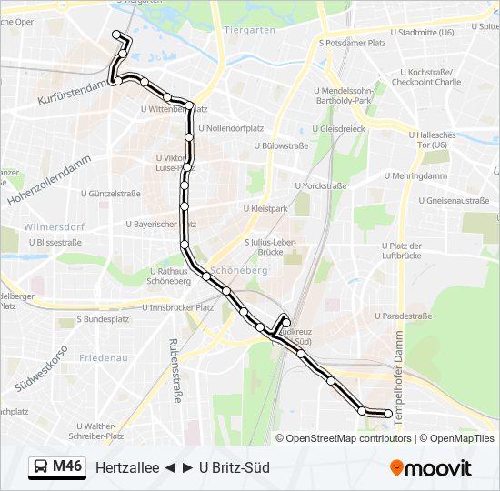M46 bus Line Map