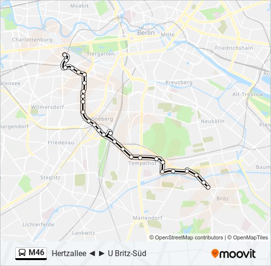 Автобус M46: карта маршрута